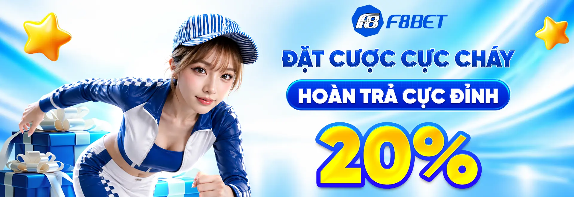 banner f8bet đặt cược cực cháy hoàn trả cực đỉnh 20%